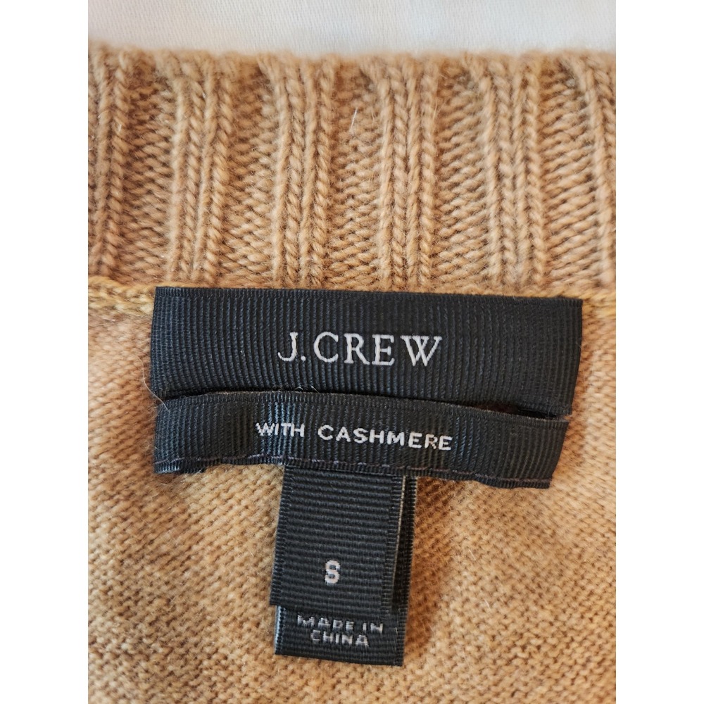 J. Crew Womens Camel Tan Wool Cashmere Blend V-Neck‎ Cardigan Sweater Small Cozy - Picture 9 of 10